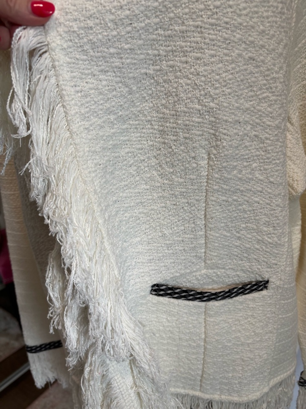 NIC+ZOE White Fringe Open-Front Cardigan Jacket/Blazer 1X - Picture 4 of 11